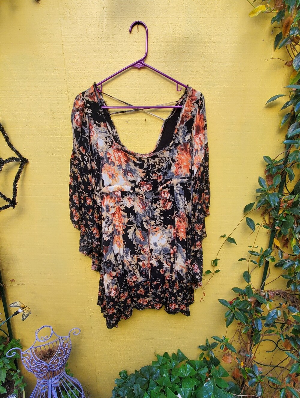 Floral Boho Black and Orange Women's Dress